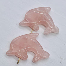 Load image into Gallery viewer, Jumping 2 Carved Rose Quartz Dolphin Beads | 25x11x8mm | Pink
