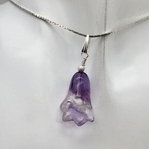 Lily! Natural Hand Carved Amethyst Flower Sterling Silver Pendant - PremiumBead Alternate Image 5