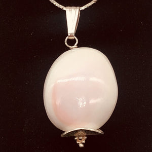 Pink Conch Shell Drop Sterling Silver Pendant | 1 1/2" Long |