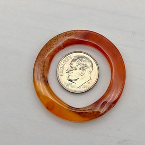 Carnelian Agate Picture Frame Bead | 37x3.5mm | Orange | 23mm opening |