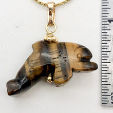Load image into Gallery viewer, Tiger Eye Dolphin Pendant Necklace | Semi Precious Stone Jewelry | 14kgf Pendant - PremiumBead Alternate Image 3
