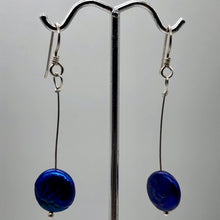 Load image into Gallery viewer, Stunning Cobalt Blue Coin Pearl Drop Earrings in Sterling Silver - PremiumBead Alternate Image 3
