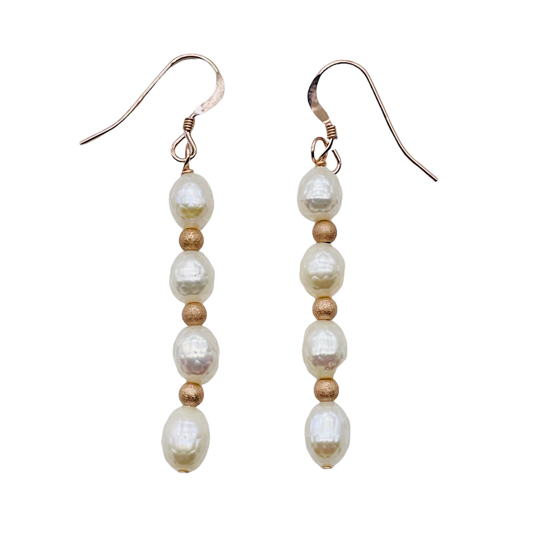 Faceted Pearl 14K Rose Gold Filled Dangle Earrings | 2
