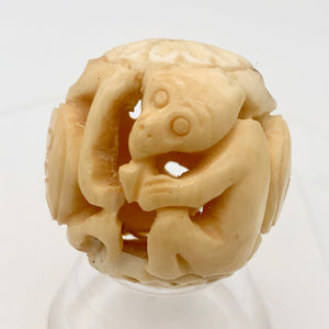 Cracked Chinese Zodiac Year of the Monkey Bone Bead| 30mm| Cream| Round| 1 Bead| - PremiumBead Alternate Image 6