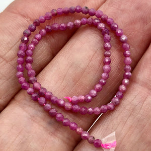 Ruby Faceted 15.5" Bead Strand Round | 3 mm | Pink | 190 Beads |