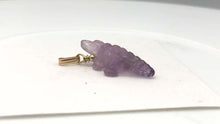 Load and play video in Gallery viewer, Carved Amethyst Alligator 14Kgf Pendant | 1 1/4 inch long | Purple |
