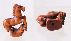 Hand Carved & Signed Pony Horse Boxwood Ojime/Netsuke Bead - PremiumBead Alternate Image 3