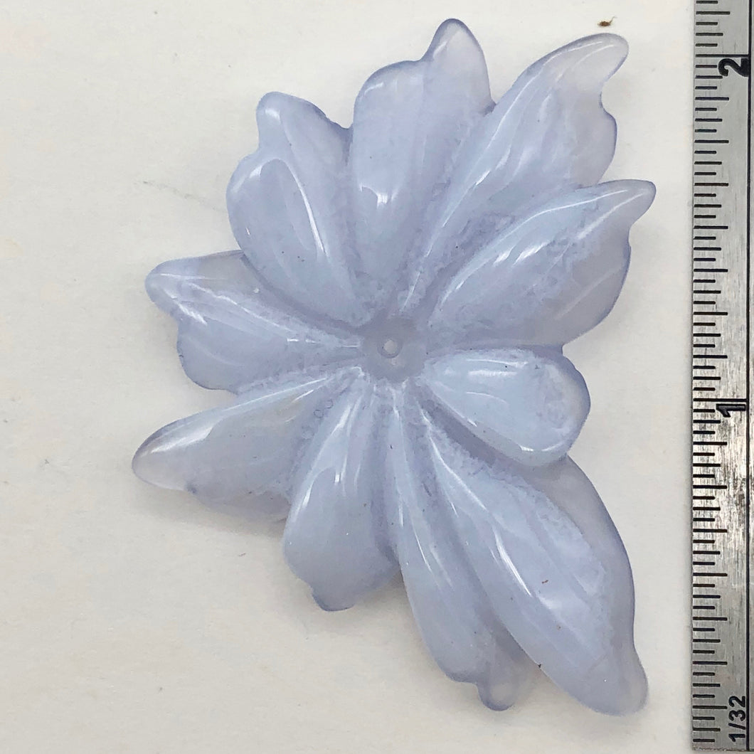 59.5cts Hand Carved Blue Chalcedony Flower Bead | 50x34x6mm | - PremiumBead Primary Image 1