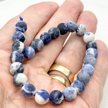 Load image into Gallery viewer, Sodalite Matte Finish Round Stone | 9mm | Blue White | 47 Bead(s)
