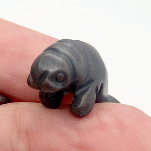 Hand Carved Hematite Manatee Figurine | 27x11x12mm | Gray/Black - PremiumBead Primary Image 1