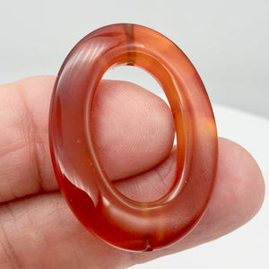 Carnelian Agate Picture Frame Beads 8" Strand |40x30x5mm|Red/Orange|Oval |5 Bds| - PremiumBead Alternate Image 9