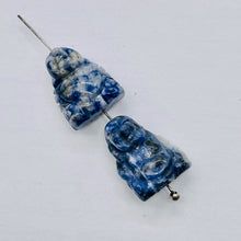 Load image into Gallery viewer, Namaste 2 Hand Carved Sodalite Buddha Beads | 18.5x16x9.5mm | Blue white
