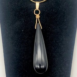 Hot! Black Onyx 14K Gold Filled Pendant | 2 1/4" Long |