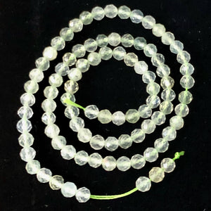 Prehnite Faceted Strand Round | 4 mm | Light Green | 80-90 Beads |