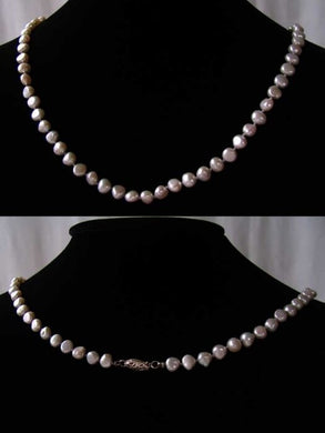 Platinum White Freshwater Pearl & Sterling Silver 20 inch Necklace 9915B - PremiumBead Primary Image 1