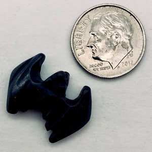 Flying Carved Hematite Bat Semi Precious Gemstone Figurine | 21x16x5mm | Silver - PremiumBead Primary Image 1