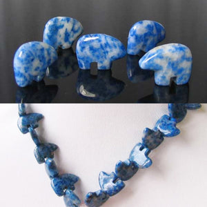 2 Roar Hand Carved Natural Lapis Bear Beads 9252LP | 15x12x4mm | Blue and White - PremiumBead Primary Image 1