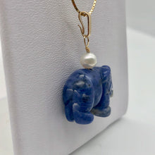 Load image into Gallery viewer, Wild Hand Carved Sodalite Elephant 14 Kgf Pendant |21x16x8mm| Blue| 1 1/4&quot; long| - PremiumBead Alternate Image 9

