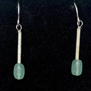 Unique Gem Quality Chrysoprase & Sterling Silver Earrings | 1 1/2 inch long | - PremiumBead Alternate Image 2
