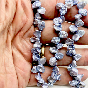 Baby blue Keishi FW Pearl Strand | 9x6x3 to 7x7x4mm |Blue | Keishi | 86 pearls | - PremiumBead Alternate Image 6
