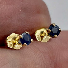 Load image into Gallery viewer, Sapphire 14K Gold 3mm Stud Round Earrings | 3mm | Blue | 1 Pair |

