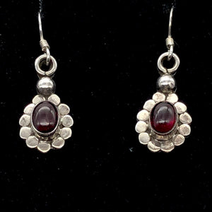 Garnet Sterling Silver Drop Earrings |1 1/4" Long | Red |