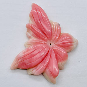 Peruvian Opal Flower Pendant | 40x50x7mm | Pink White | 1 Bead