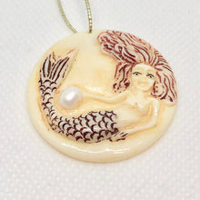Load image into Gallery viewer, Carved Mermaid W/ Pearl Coin Bone Bead 34x5.5mm 10808 - PremiumBead Primary Image 1
