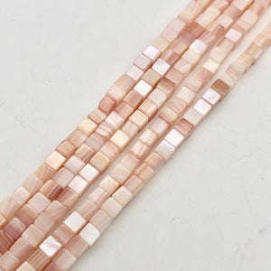 Natural Pink Mother of Pearl Shell 3x3x3mm Cube Bead Strand - PremiumBead Alternate Image 6