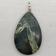Load image into Gallery viewer, Tsunami Stone Briolette Sterling Silver Pendant | 2 3/4&quot; Long | Green, White | 1

