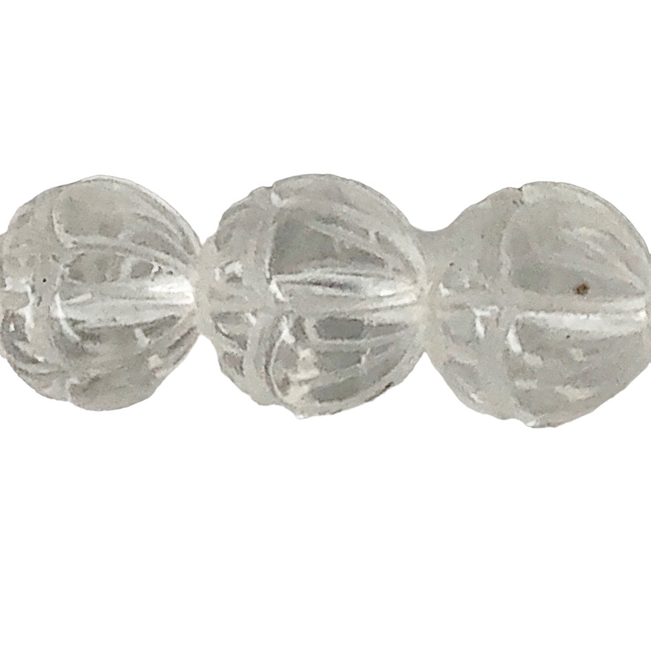 Rare! 3 Hand Carved Quartz Lotus 12mm Beads