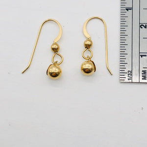 14K Gold 5mm Ball Drop Earrings | 3/4" Long | Gold | 1 Pair Earrings |