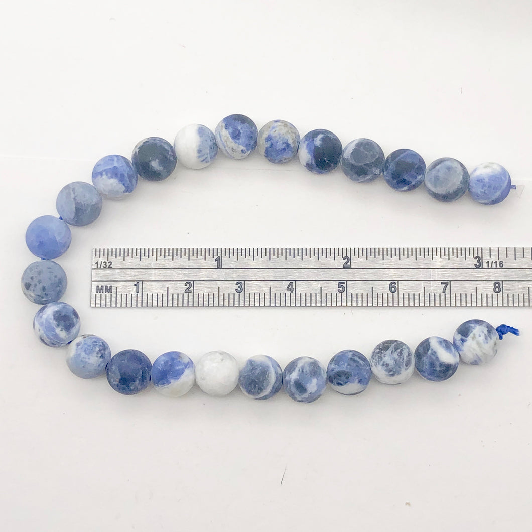 Sodalite Matte Finish Round Stone | 9mm | Blue White | 47 Bead(s)