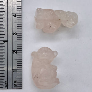 Adorable 1 Carved Rose Quartz Monkey Bead | 20.5x12x11mm | Pink