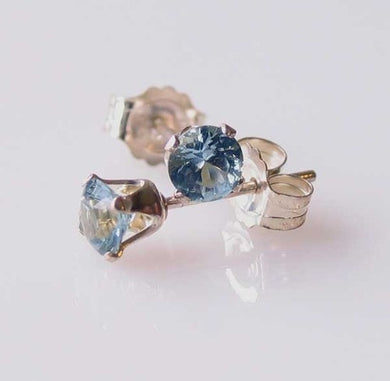 March! Round 4mm Created Aquamarine & 925 Sterling Silver Stud Earrings 10150C - PremiumBead Primary Image 1