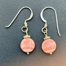 Load image into Gallery viewer, Rhodochrosite Sterling Silver Drop Earrings | 3/4&quot; Long | Pink | 1 Pair |
