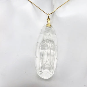 Carved Quan Yin Goddess Quartz 14Kgf Pendant | 55x22x12mm | - PremiumBead Primary Image 1