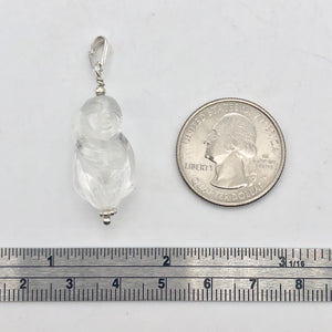 Hand Carved Quartz Female Laughing Buddha Pendant with Silver Findings | 1 3/4" - PremiumBead Alternate Image 5