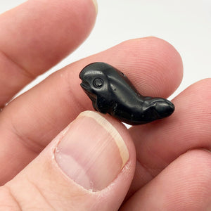 Carved Sea Animals 2 Obsidian Whale Beads | 21x12x10mm | Black - PremiumBead Alternate Image 2