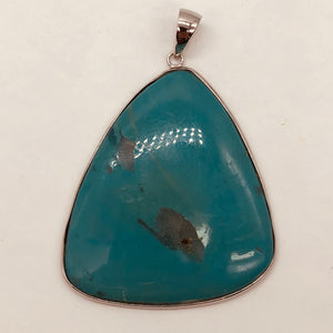 Natural Turquoise 65ct Sterling Silver Pendant | 2 1/4x1 3/4" | Blue/Clear | 1 |