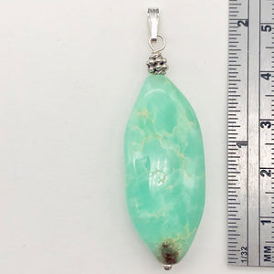 Glowing Green Natural Chrysoprase Marquis Sterling Silver Pendant | 2 1/8" Long|