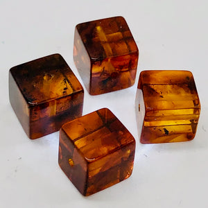 Amber Cube | 8x8mm | Red | 4 Bead