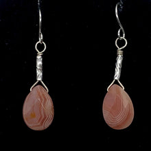 Load image into Gallery viewer, Botswana Sterling Silver Faceted Briolette Earrings | 1 1/2&quot; Long | Peach |
