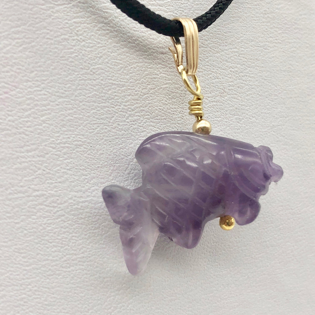 Swimmin'! Amethyst Koi Fish with 14k Gold Filled Findings Pendant 509265AMG - PremiumBead Primary Image 1