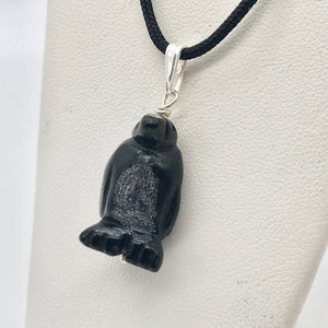 Tuxedo Obsidian Penguin Sterling Silver Pendant, Black and White 509273OB - PremiumBead Alternate Image 6