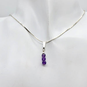 AAA Natural Faceted Amethyst Round 4mm beads Pendant | 1" Long | Purple |