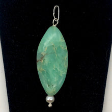 Load image into Gallery viewer, Glowing Green Marquis Chrysoprase Pearl Sterling Silver Pendant | 2 1/8&quot; Long|
