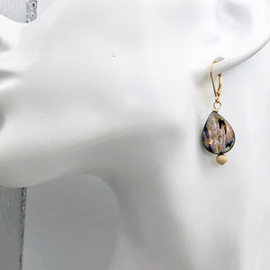 Abalone 14K Gold Filled Drop Earrings | 1 1/2" Long | Pink Blue |