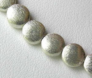 Designer Four Brushed Solid Sterling Silver Coin Beads 7223 - PremiumBead Primary Image 1