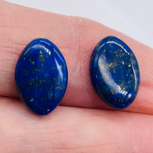 2 Exquisite 15x10mm Oval Natural Lapis Beads 009395